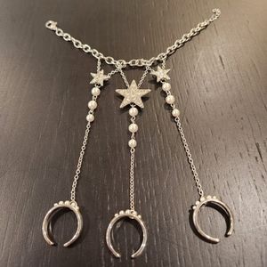 Rhinestone Star Bracelet With Rings